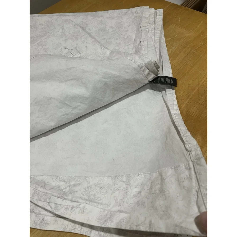 Ralph Lauren Gray Toile Jacobean Floral Full Flat Sheet Black Label‎ Cotton